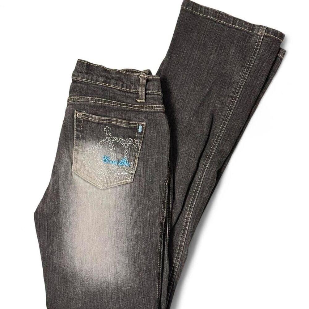(2004-2008) Southpole Crown Embroidered Flare Jeans - Dark Wash - 5